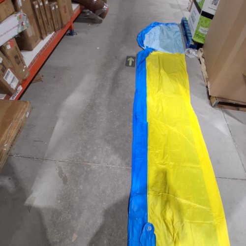 GIANT INFLATABLE OUTDOOR SUMMER SLIP AND SLIDE WITH INFLATABLE RIDERS FOR KIDS AND ADULTS - 29FT - BLUE/YELLOW image 5