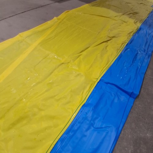 GIANT INFLATABLE OUTDOOR SUMMER SLIP AND SLIDE WITH INFLATABLE RIDERS FOR KIDS AND ADULTS - 29FT - BLUE/YELLOW image 6
