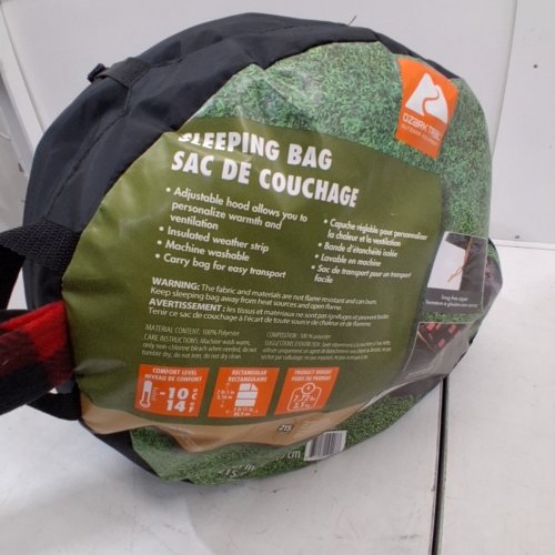 OZARK TRAIL -10°C SLEEPING BAG - BLACK/RED PLAID PATTERN (MODEL: JCA-H358TK) image 4