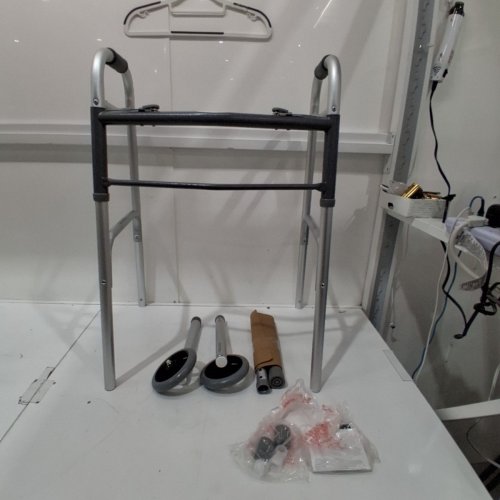 MEDLINE GUARDIAN TWO BUTTON FOLDING WALKER - GREY image 2