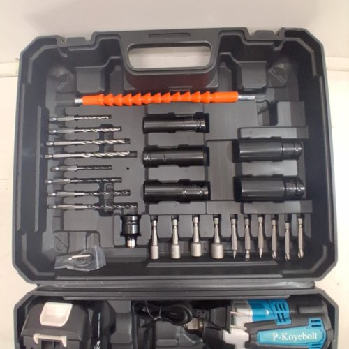 P-KOYEBOLT CORDLESS HIGH TORQUE IMPACT WRENCH KIT WITH 2 BATTERIES- 21 V, 2300 RPM - TEAL AND BLACK image 4
