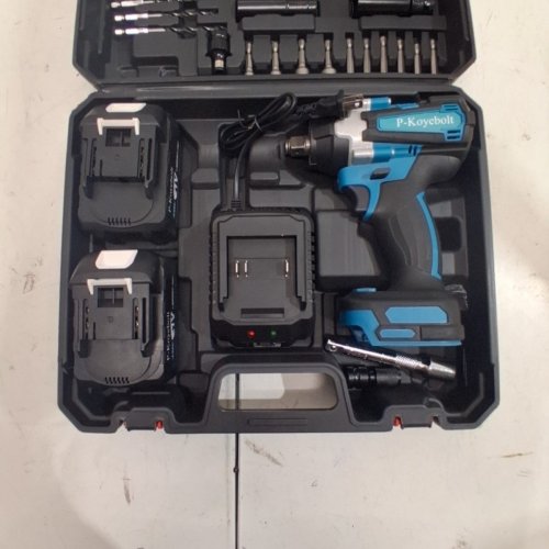 P-KOYEBOLT CORDLESS HIGH TORQUE IMPACT WRENCH KIT WITH 2 BATTERIES- 21 V, 2300 RPM - TEAL AND BLACK image 5