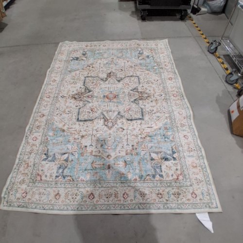 TORTANIA WASHABLE NON-SLIP VINTAGE ORIENTAL AREA RUG - 5FT X 7FT - BLUE/MULTICOLORED image 2