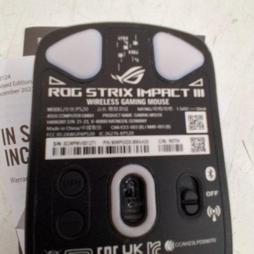 ASUS ROG STRIX IMPACT III WIRELESS GAMING MOUSE - BLUETOOTH & 2,4GHZ - 618HR BATTERY - 36 K DPI - 57 GRAMS - BLACK/RGB (MODEL:P520) image 3