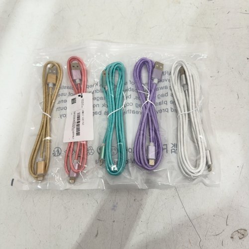 5PK HKYUSHINE IPHONE USB-LIGHTNING CABLE CHARGERS, BRAIDED CABLE - MULTI COLOR image 2