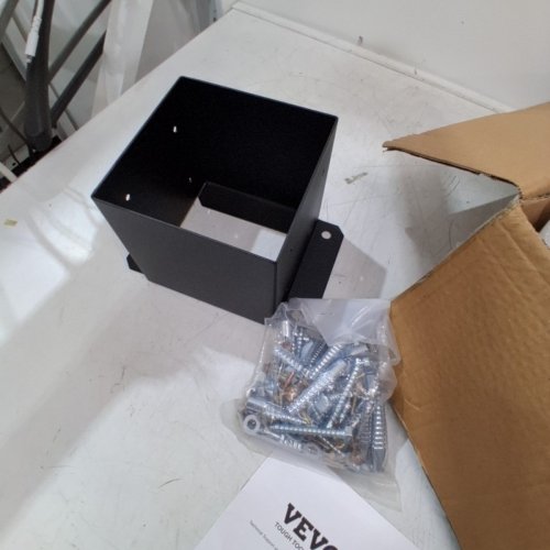 4PK HEAVY DUTY 6X6 POST BASE - 5.75" X 5.75" X 5.5" (EXTERNAL) - 5.6" X 5.6" (INTERNAL) - CARBON STEEL/BLACK (MODEL: QB-6IN-4) image 3