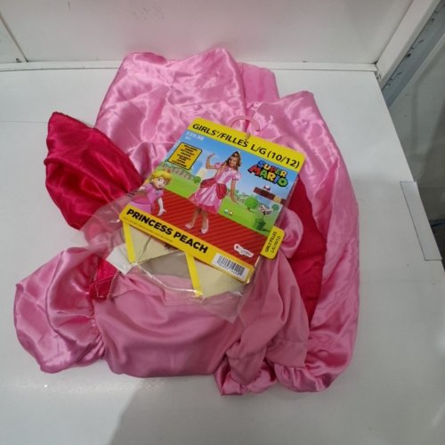 2PC GIRL'S DISGUISE PRINCESS PEACH COSTUME - LARGE (10/12) - PINK image 2