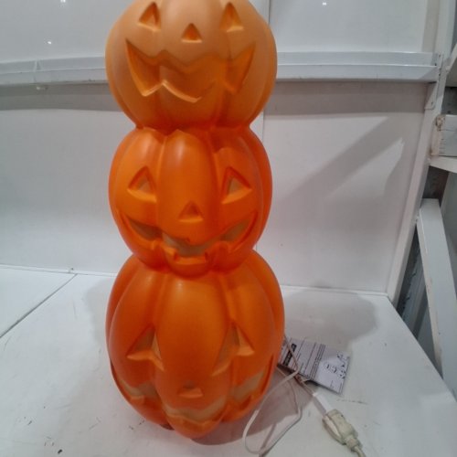 BLOW MOLD ORANGE PUMPKIN STACK LIGHT UP HALLOWEEN DECORATION - 24" - ORANGE image 2