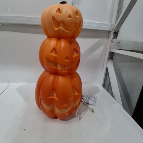 BLOW MOLD ORANGE PUMPKIN STACK LIGHT UP HALLOWEEN DECORATION - 24" - ORANGE image 3