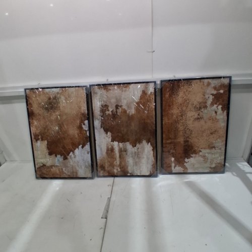 FRAMED CANVAS - RUSTIC BROWN ABSTRACT PRINTS - 16" X 24" - BLACK image 2