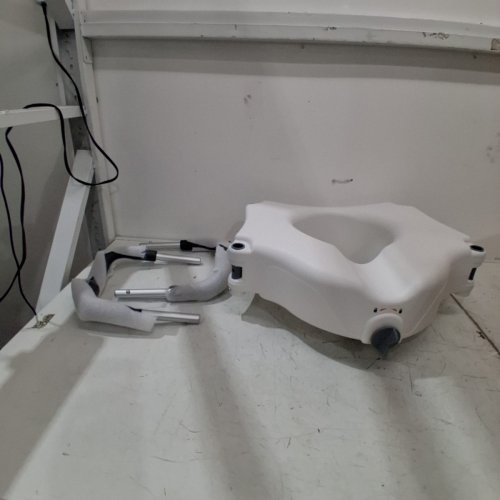 RAISED TOILET SEAT WITH ALUMINUM HANDRAILS - 5" RAISED - OFF-WHITE (MODEL: SC7060B) image 2