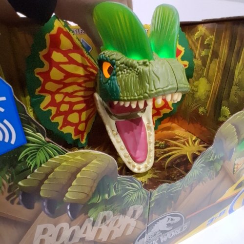 FISHER-PRICE IMAGINEXT JURASSIC WORLD THRASH ATTACK DILOPHOSAURUS DINOSAUR TOY -26" - MULTICOLORED (MODEL: ‎HVY16) image 2