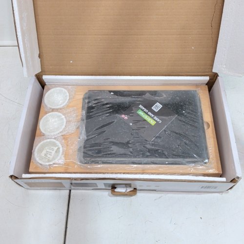 6PC NUTRICHEF TABLETOP GRILL STONE WITH BAMBOO PLATTER - PREMIUM NATURAL GRANITE STONE (MODEL:NCSZSTK1) image 2