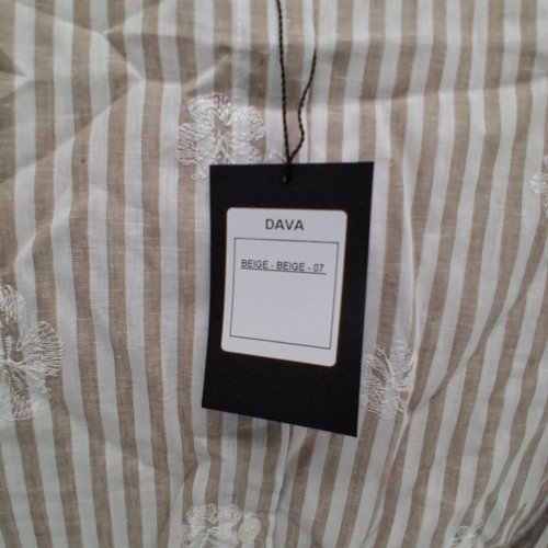 WOMEN'S BARILOCHE EMBROIDERED STRIPPED BUTTON-UP SHIRT - SMALL / MEDIUM - 38 - BEIGE / WHITE FLOWERS (STYLE: DAVA) image 6