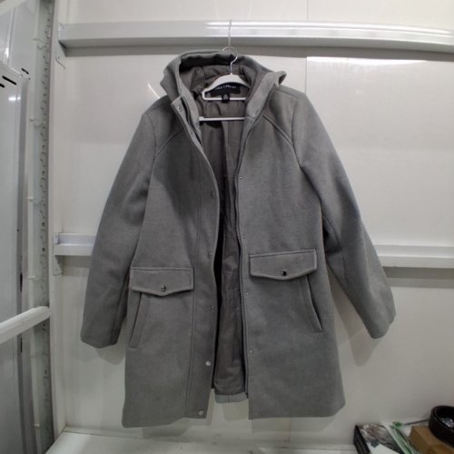 WOMEN'S VINCE CAMUTO WOOL BLEND HOODED COAT - LARGE - GREY image 2