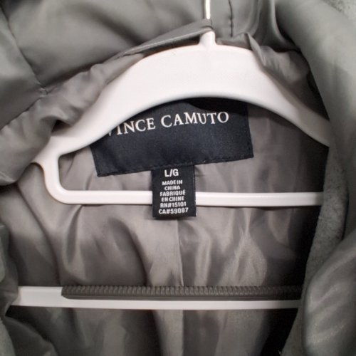WOMEN'S VINCE CAMUTO WOOL BLEND HOODED COAT - LARGE - GREY image 3