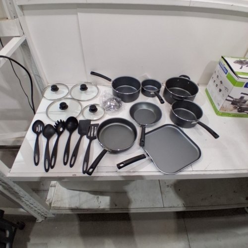 18PC TRAMONTINA PRIMAWARE NON-STICK ALUMINUM COOKWARE SET – BLACK/GREY- (MODEL: 80119/545) image 2