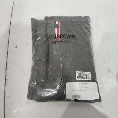 MEN'S THOM BROWNE STITCH MILANO COTTON CREPE V-NECK CARDIGAN - SIZE 3 - MED GREY image 10