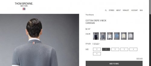 MEN'S THOM BROWNE STITCH MILANO COTTON CREPE V-NECK CARDIGAN - SIZE 3 - MED GREY image 2