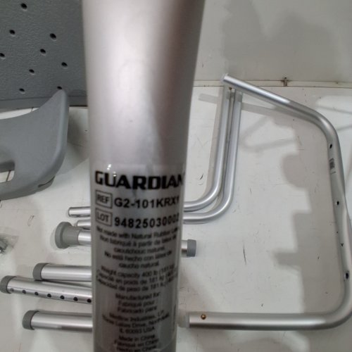 MEDLINE GUARDIAN SLIP-RESISTANT HEIGHT ADJUSTABLE FEET DELUXE ALUMINUM BATH CHAIR - 12" SEAT -13.5"- 20.5" - 400LBS - GREY (MODEL: G2-101KRX1) image 3