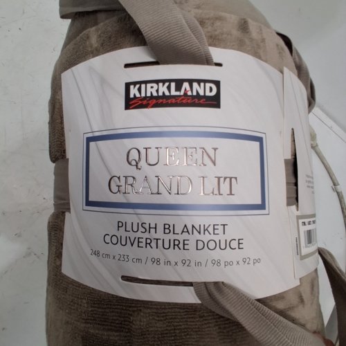 KIRKLAND SIGNATURE PLUSH BLANKET - QUEEN - TAUPE (MODEL: 1796310) image 3