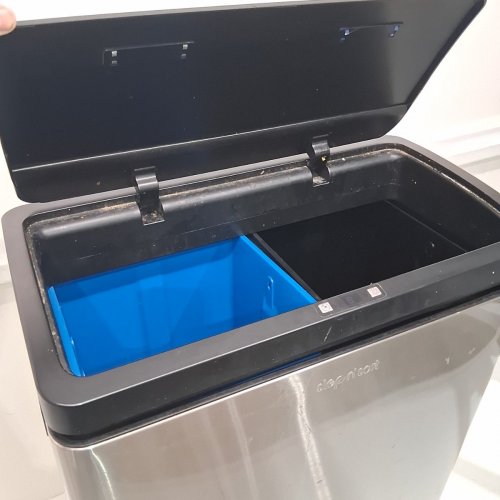 STEP N' SORT MOTION SENSOR DUAL TRASH AND RECYCLING BIN WITH REMOVABLE INNER BINS - 60L - STAINLESS STEEL - (MODEL: SN900602) image 4