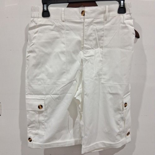 WOMEN'S BUTTON UP CARGO SHORTS - MEDIUM - WHITE image 2