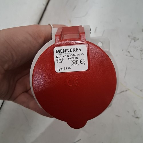 MENNEKES POWER CONNECTOR PANEL MOUNT RECEPTACLE - 32A - RED, WHITE (MODEL: 3716) image 4
