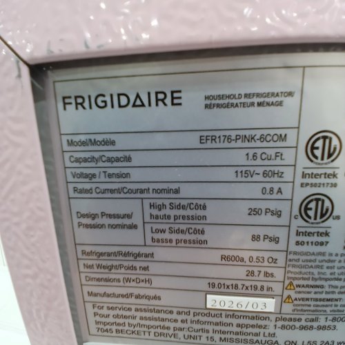 FRIGIDAIRE RETRO COMPACT FRIDGE WITH CHILLER MINI REFRIGERATOR & BUILT-IN BOTTLE OPENER - 1.6 CU.FT - PINK (MODEL: EFR176-PINK-6COM) image 8