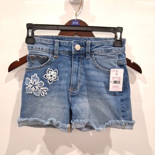 GIRLS' JUSTICE APPLIQUE DENIM SHORTS - SIZE 8 - BLUE image 2