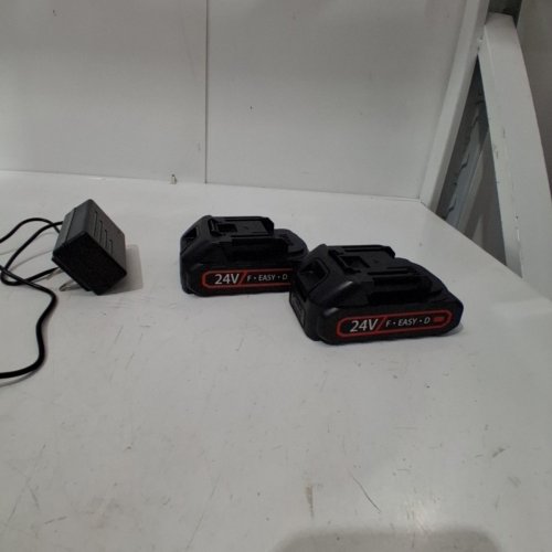 2PK CORDLESS TOOL BATTERIES AND CHARGER - 24V - BLACK/RED image 2