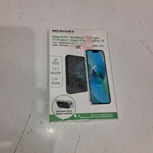 MERKURY MAGNETIC WIRELESS CHARGER WITH 5000MAH POWER BANK - BLACK image 4