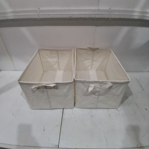 2PK STORAGE WORKS COLLAPSIBLE STRORAGE BASKETS WITH HANDLES - 30 L - WHITE / CREAM image 2