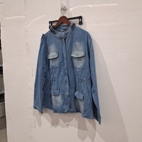 WOMEN'S OVERSIZE DENIM JACKET - 3XL - BLUE image 2