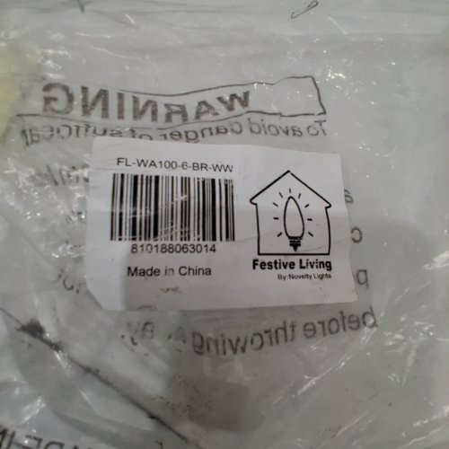 NOVELTY LIGHTS STRING FAIRY LIGHTS - 24FT - BROWN WIRE/WARM WHITE (MODEL: FL-WA100-6-BR-WW) image 3