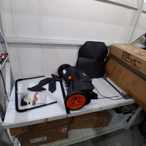 HEAVY DUTY PUSH LAWN SWEEPER WITH MESH COLLECTION HOPPER BAG - 21" - BLACK/ORANGE (MODEL: S19-001A) image 2