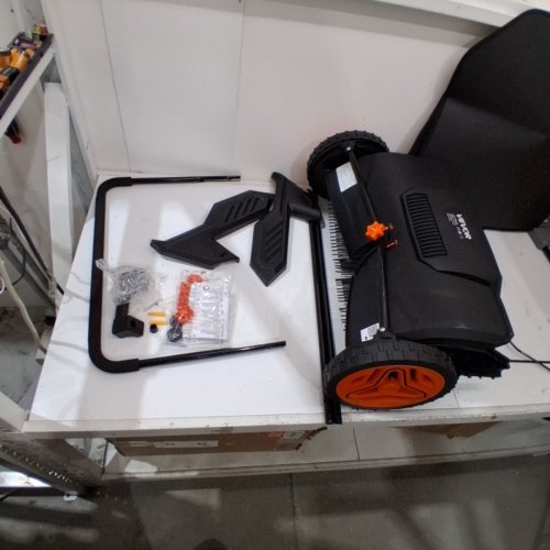 HEAVY DUTY PUSH LAWN SWEEPER WITH MESH COLLECTION HOPPER BAG - 21" - BLACK/ORANGE (MODEL: S19-001A) image 3