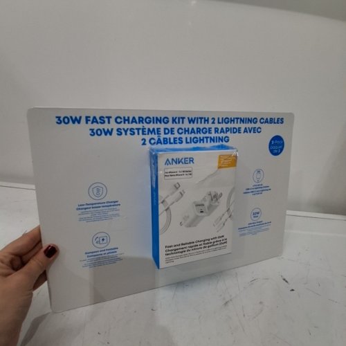 ANKER CHARGER WITH USB-C TO LIGHTNING CABLE - COMPATIBLE WITH IPHONE, IPAD & IPOD - 6FT CABLE - 30W - WHITE (MODEL: 3431600) image 5