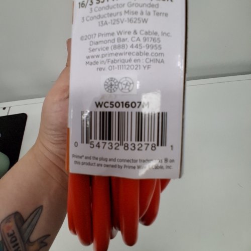 PRIME OUTDOOR EXTENSION CORD - 25FT - ORANGE (MODEL: WC501607M) image 2
