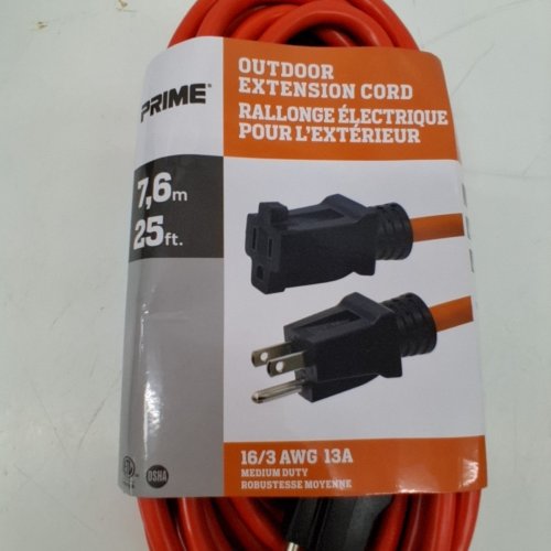 PRIME OUTDOOR EXTENSION CORD - 25FT - ORANGE (MODEL: WC501607M) image 4