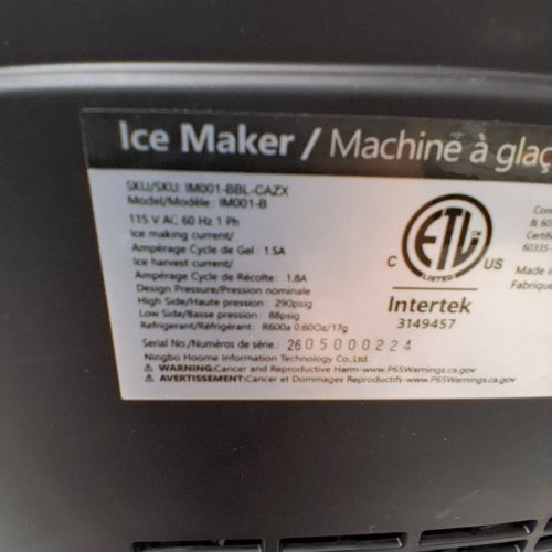 EUHOMY COUNTERTOP ICE MAKER MACHINE WITH HANDLE, BASKET AND SCOOP - MAKES 26LBS PER DAY - BLACK - (IM001-BSI-CAEH / IM-06S) image 3