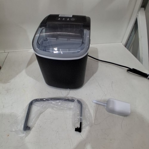 EUHOMY COUNTERTOP ICE MAKER MACHINE WITH HANDLE, BASKET AND SCOOP - MAKES 26LBS PER DAY - BLACK - (IM001-BSI-CAEH / IM-06S) image 4