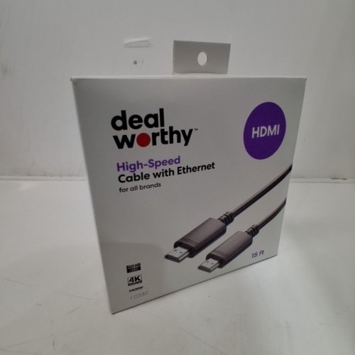 DEALWORTHY HIGH-SPEED HDMI CABLE WITH ETHERNET - 4K @ 60HZ - UP TO 18GBPS - 15FT - BLACK image 3