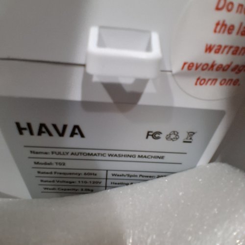 HAVA PORTABLE WASHING MACHINE 0.8 CU. FT. - WHITE (MODEL: T02) image 3