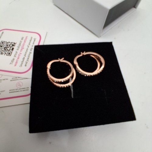 1PR WOMENS CATE & CHLOE HOOP EARRINGS -18 MM- ROSE GOLD (STYLE: CCDE22204ER-RG) image 3