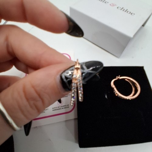 1PR WOMENS CATE & CHLOE HOOP EARRINGS -18 MM- ROSE GOLD (STYLE: CCDE22204ER-RG) image 4