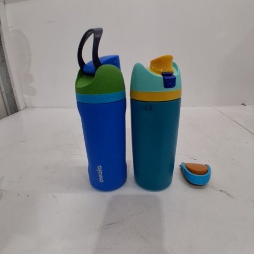 2PK OWALA FREESIP STAINLESS STEEL WATER BOTTLE - 16OZ - BLUE image 2