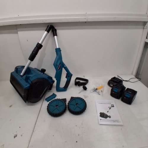 DENQIR WHEELED CORDLESS SNOW SHOVEL WITH TWO RECHARGABLE BATTERIES & CHARGER - 30FT MAX THROW - 17" - TEAL AND BLACK (MODEL: YL-4021) image 3