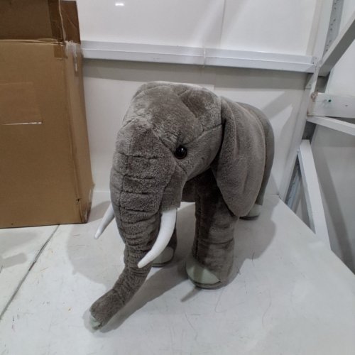MELISSA & DOUG GIANT ELEPHANT LIFELIKE STUFFED ANIMAL TOY - NEARLY 1M LONG - GREY/WHITE (MODEL: 2185) image 2