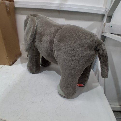 MELISSA & DOUG GIANT ELEPHANT LIFELIKE STUFFED ANIMAL TOY - NEARLY 1M LONG - GREY/WHITE (MODEL: 2185) image 3